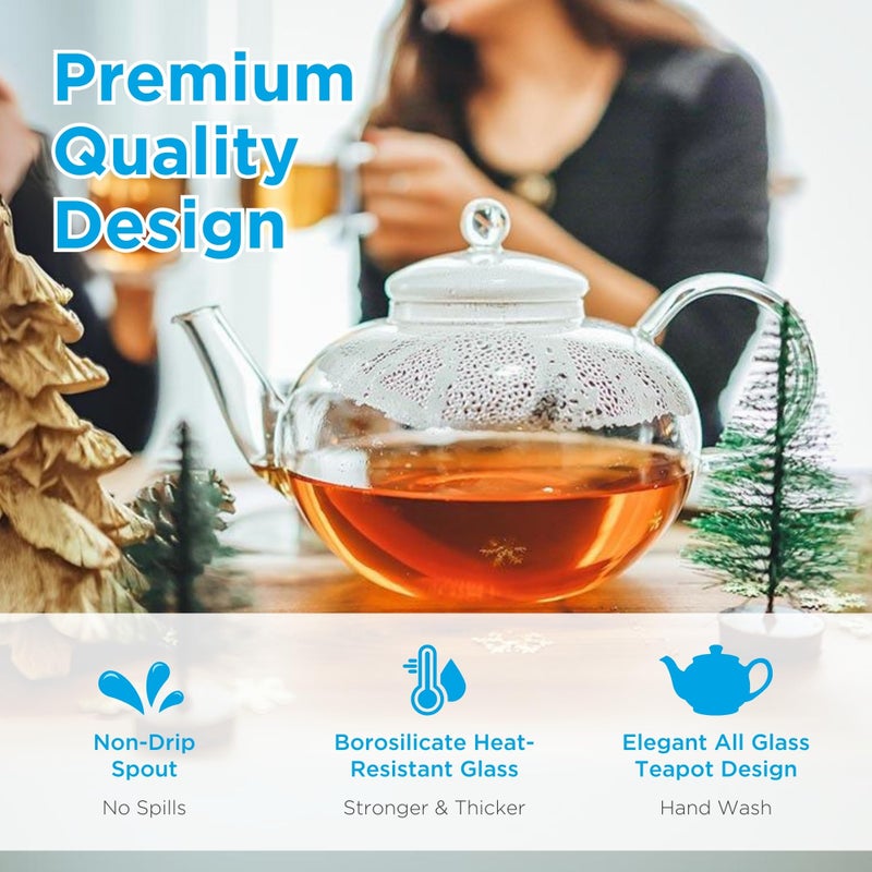 GROSCHE MONACO 42 oz Glass Tea pot with glass tea Infuser 1250 ml Capacity. Heatproof borosilicate glass and all glass tea infuser for all types of loose tea tea infusion - Image 2